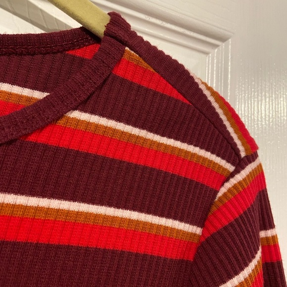 NWT Old Navy Size M Purple Red Stripe Stretch Cotton Ribbed Knit Mini Dress - Picture 3 of 11